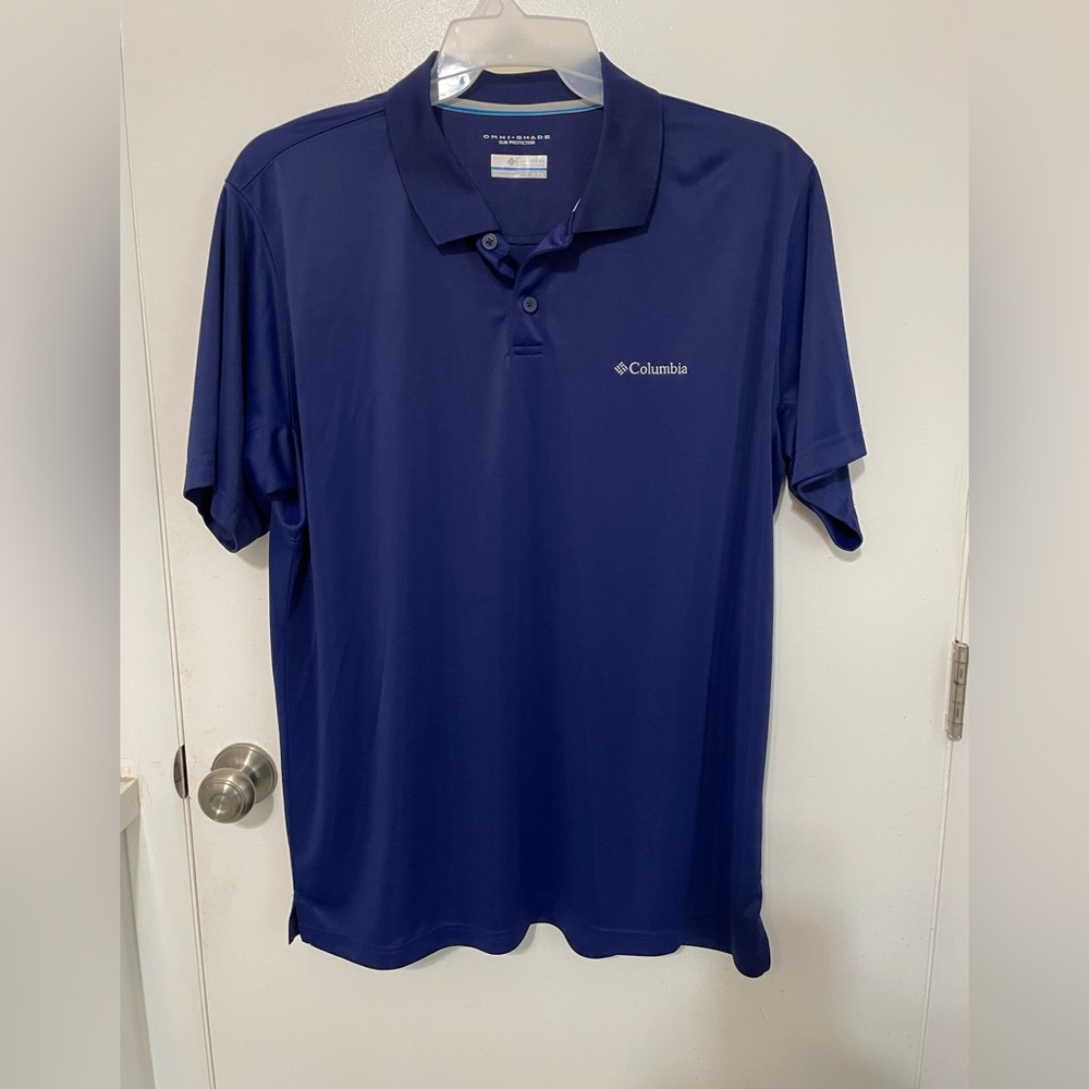 Columbia Omni-Shade Sun Protection short sleeve Embroidered blue golf polo XL
